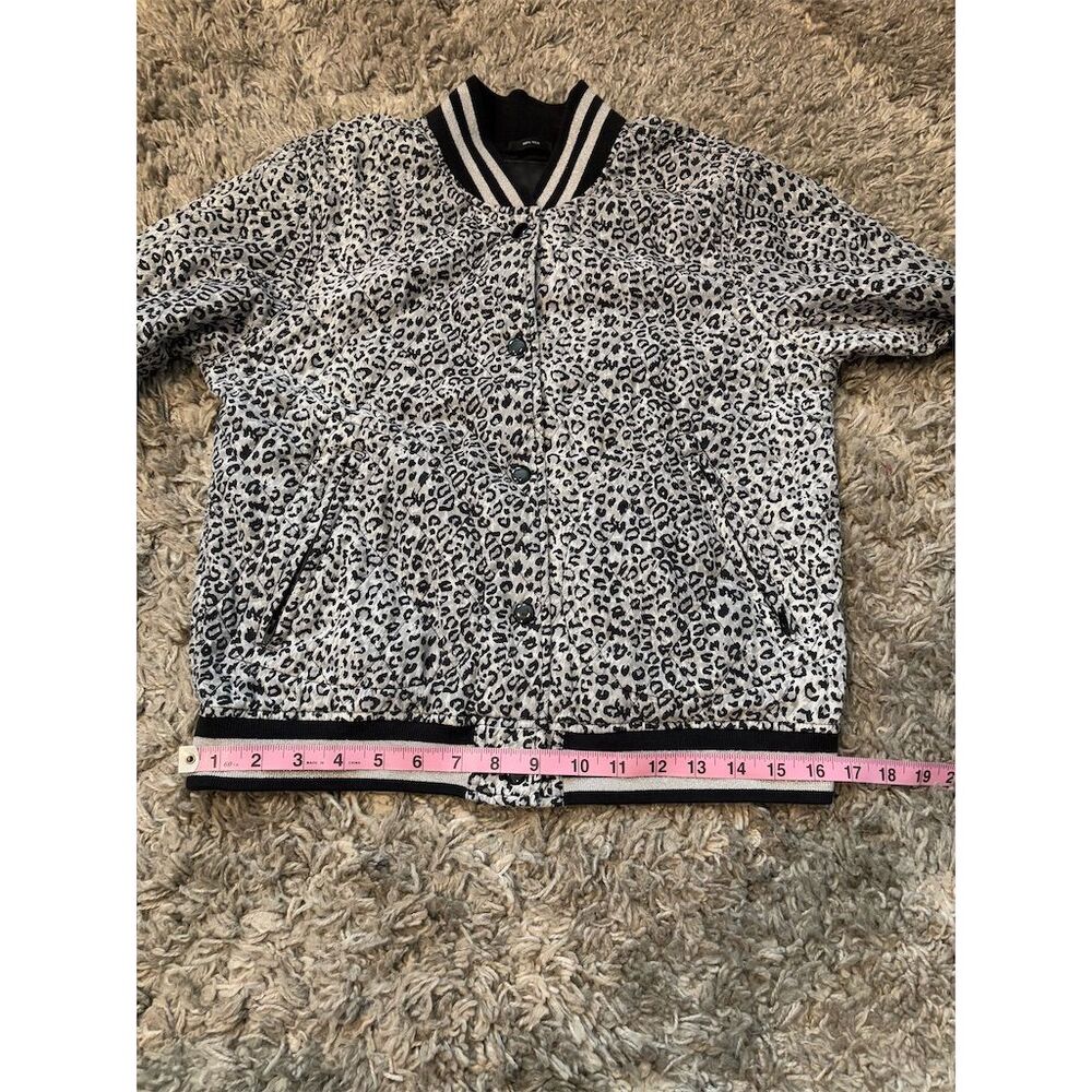 R13 Women's Leopard-Print Bomber Jacket Size L, Gray Black - Picture 5 of 10